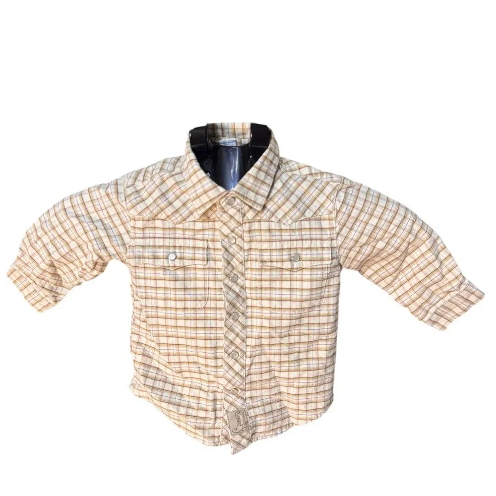 Gymboree boy plaid shirt 12/18 pearl snap buttons k262